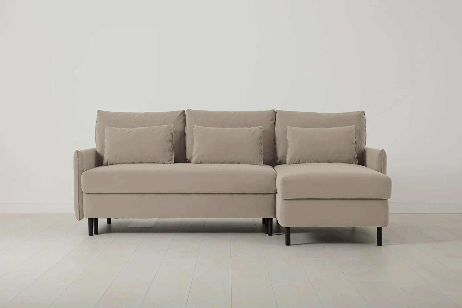 Model 12 Sofa Bed with Storage 3 Seater Right Chaise, Bone