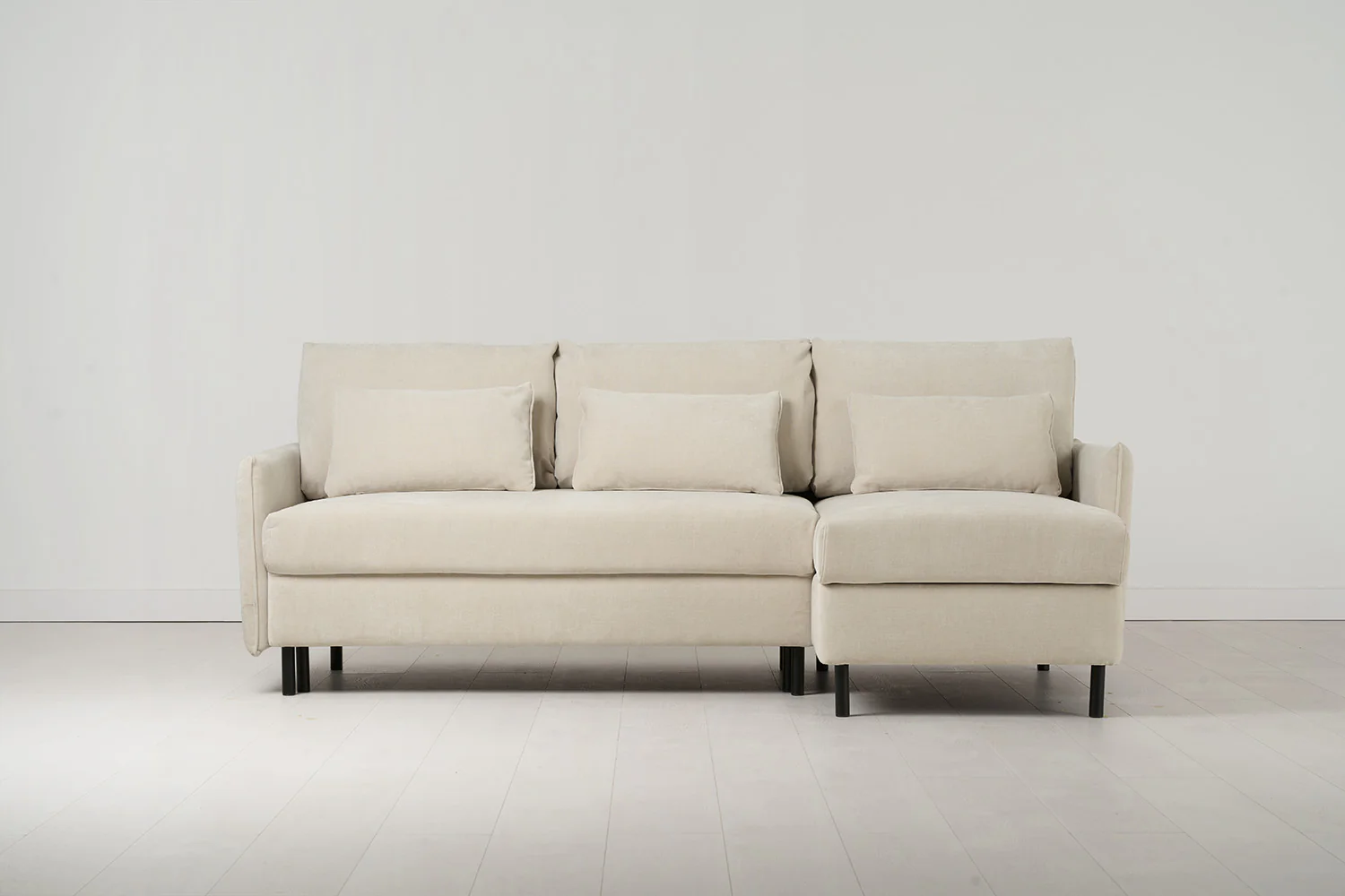 Model 12 Sofa Bed with Storage 3 Seater Right Chaise, Chalk