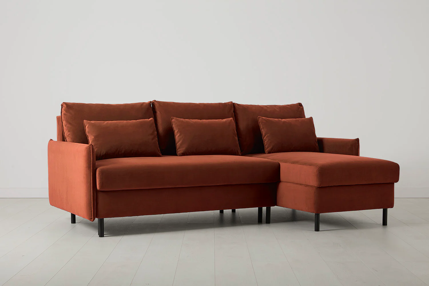 Model 12 Sofa Bed with Storage 3 Seater Right Chaise, Brick - Image 6