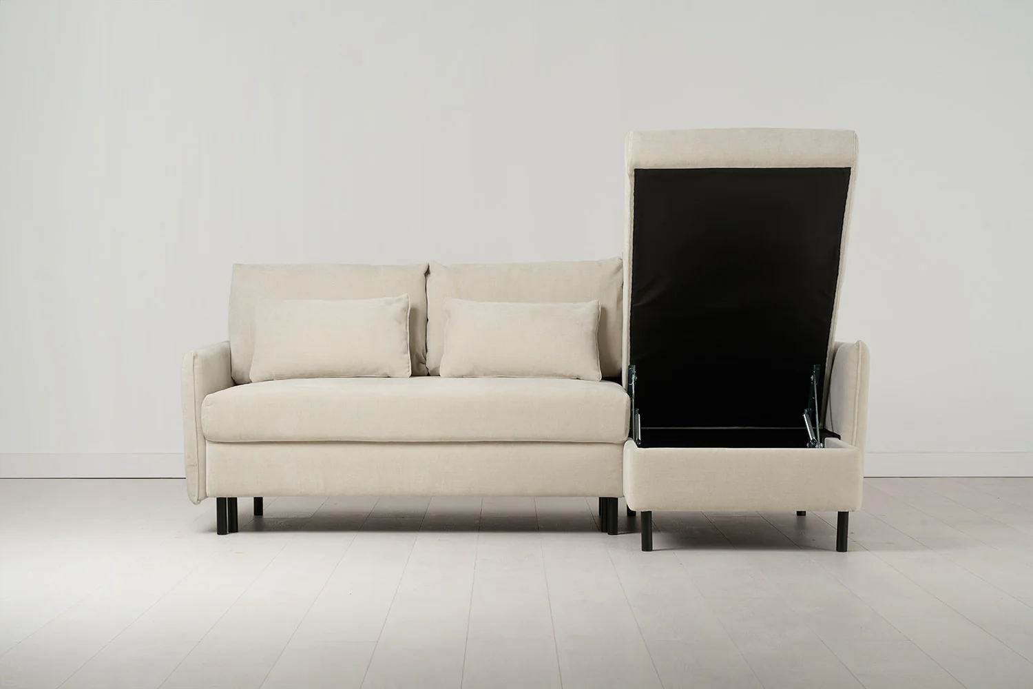 Model 12 Sofa Bed with Storage 3 Seater Right Chaise, Chalk - Image 5