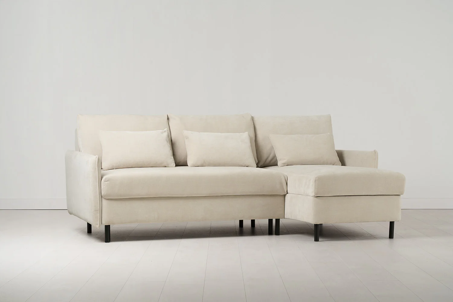 Model 12 Sofa Bed with Storage 3 Seater Right Chaise, Chalk - Image 6