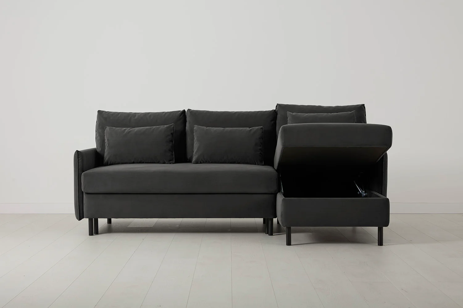 Model 12 Sofa Bed with Storage 3 Seater Right Chaise, Charcoal - Image 2