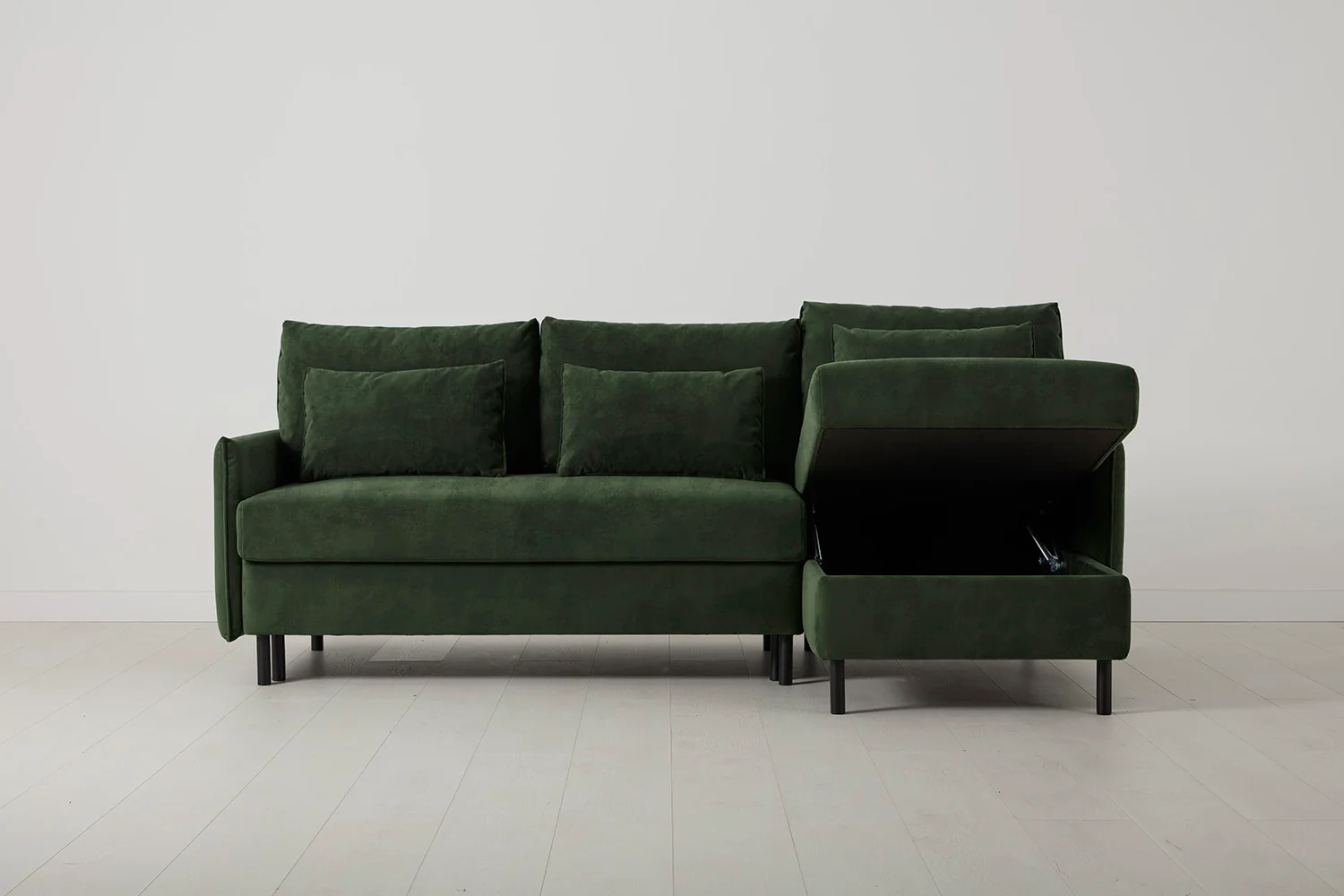 Model 12 Sofa Bed with Storage 3 Seater Right Chaise, Conifer - Image 2