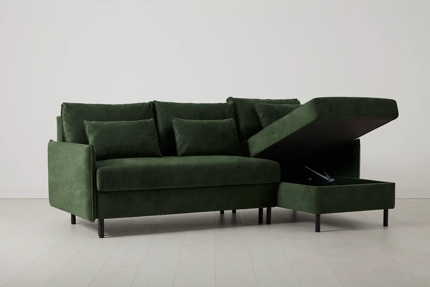 Model 12 Sofa Bed with Storage 3 Seater Right Chaise, Conifer - Image 5