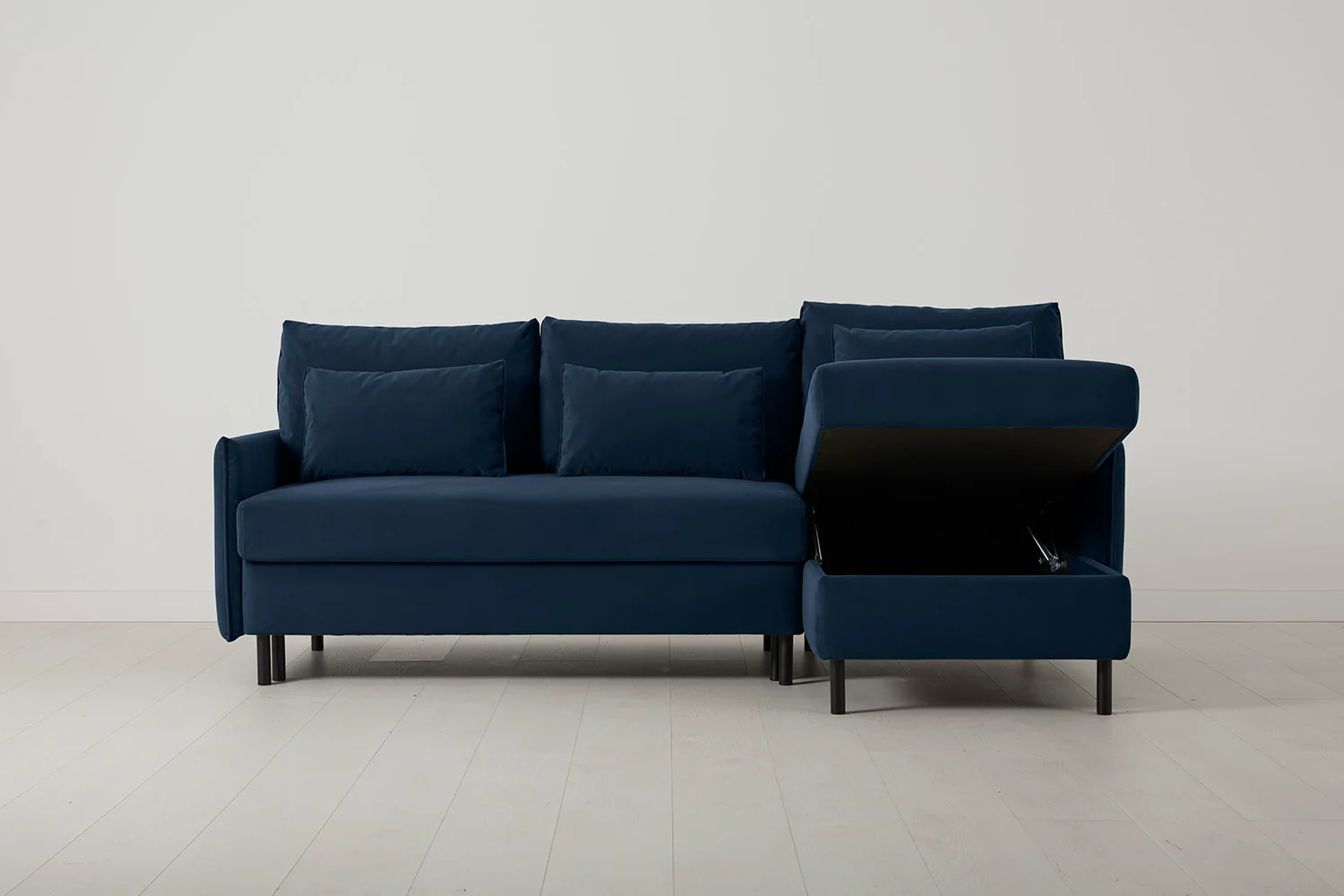 Model 12 Sofa Bed with Storage 3 Seater Right Chaise, Indigo - Image 2