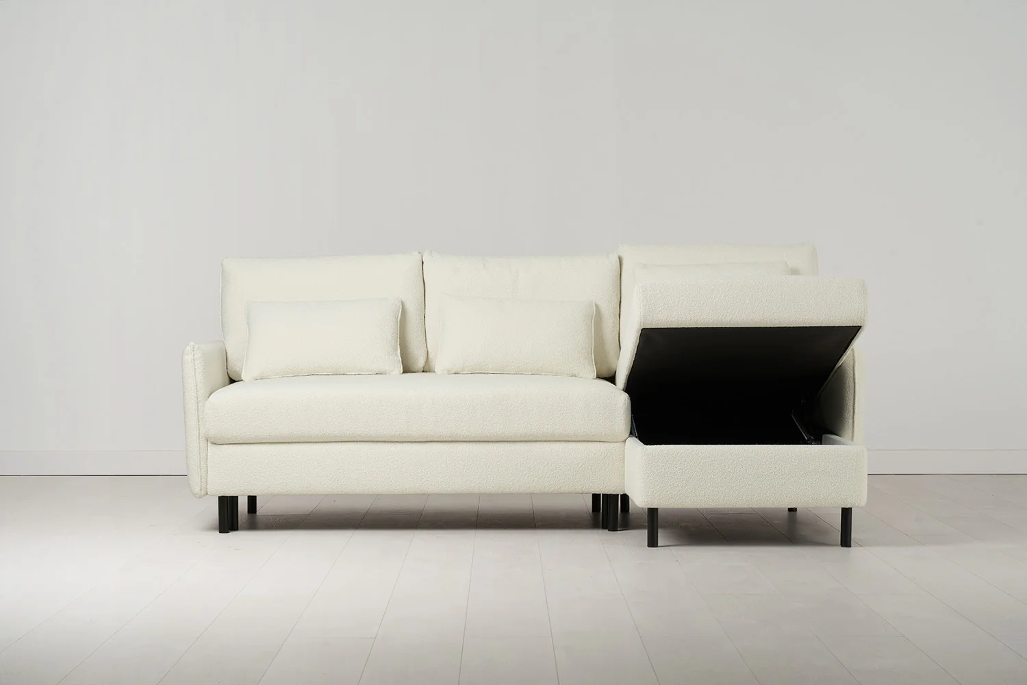 Model 12 Sofa Bed with Storage 3 Seater Right Chaise, Ivory - Image 5