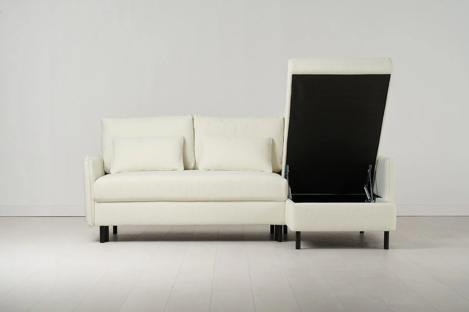 Model 12 Sofa Bed with Storage 3 Seater Right Chaise, Ivory - Image 6