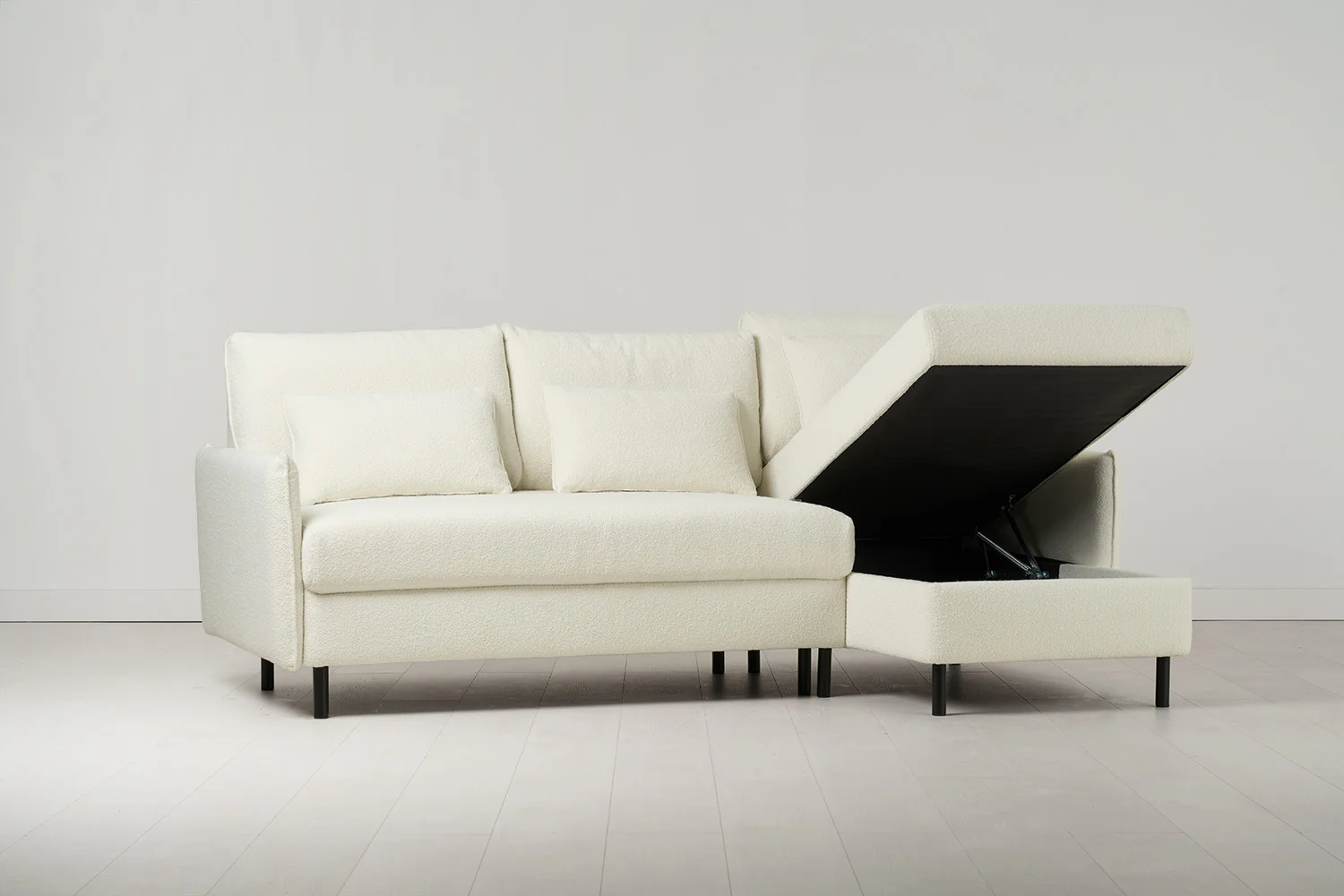 Model 12 Sofa Bed with Storage 3 Seater Right Chaise, Ivory - Image 8
