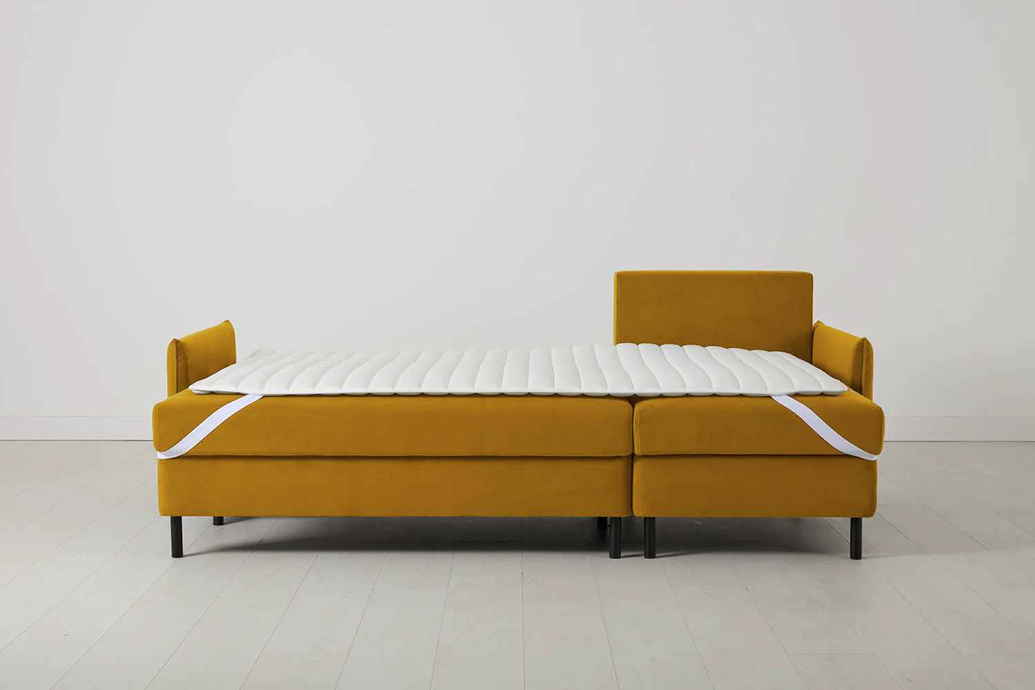 Model 12 Sofa Bed with Storage 3 Seater Right Chaise, Mustard - Image 12