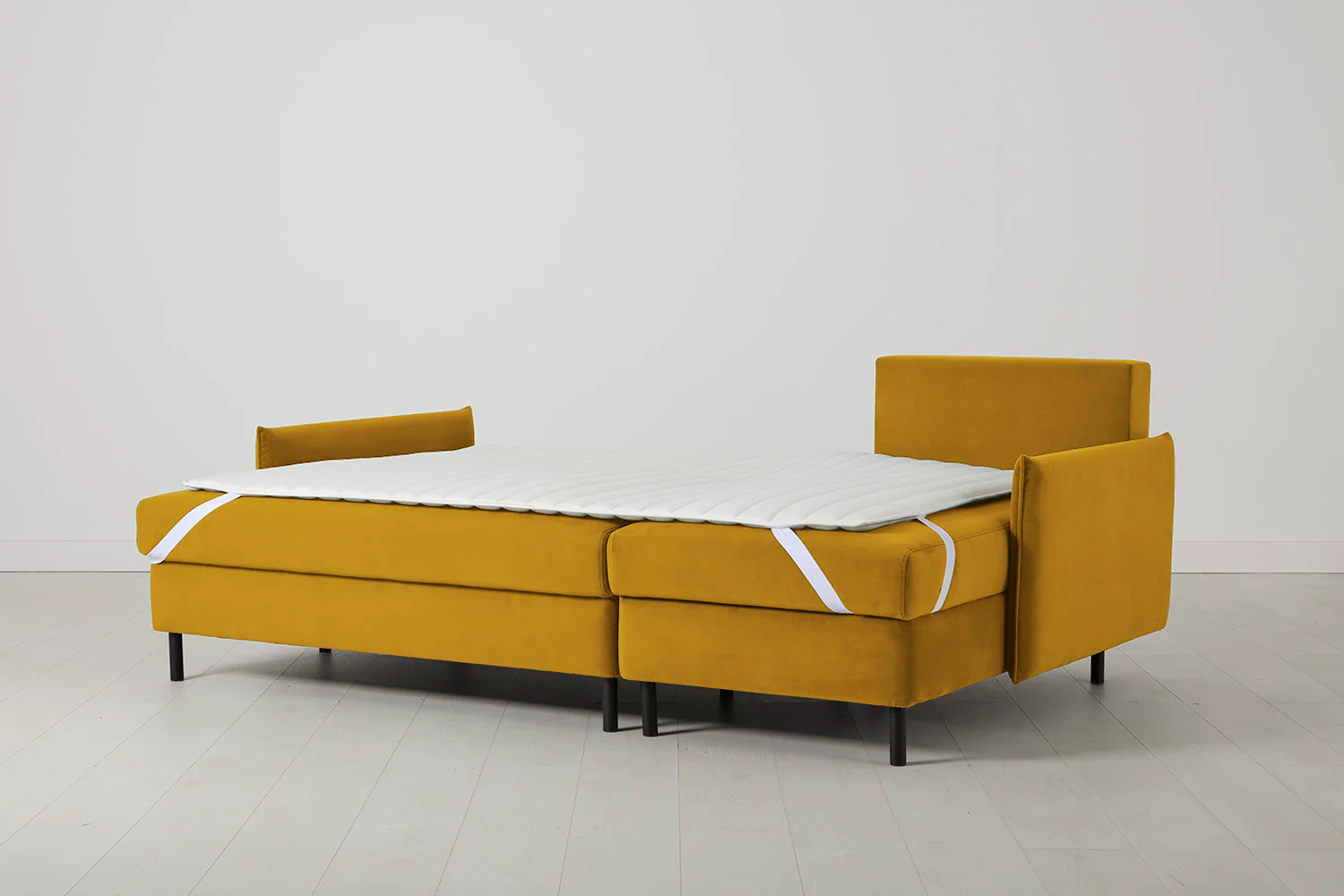 Model 12 Sofa Bed with Storage 3 Seater Right Chaise, Mustard - Image 5