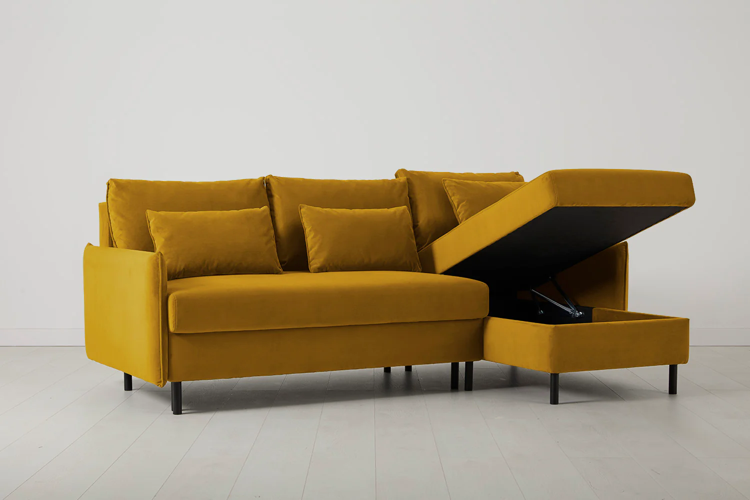 Model 12 Sofa Bed with Storage 3 Seater Right Chaise, Mustard - Image 8