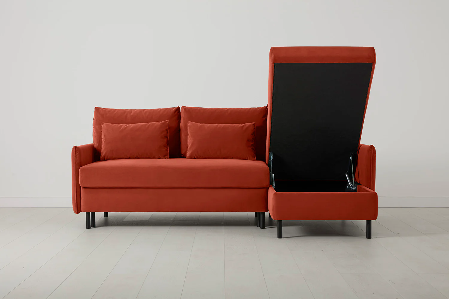 Model 12 Sofa Bed with Storage 3 Seater Right Chaise, Paprika - Image 3