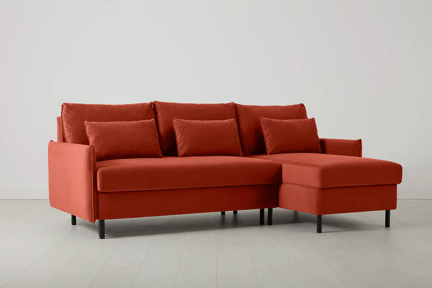 Model 12 Sofa Bed with Storage 3 Seater Right Chaise, Paprika - Image 4