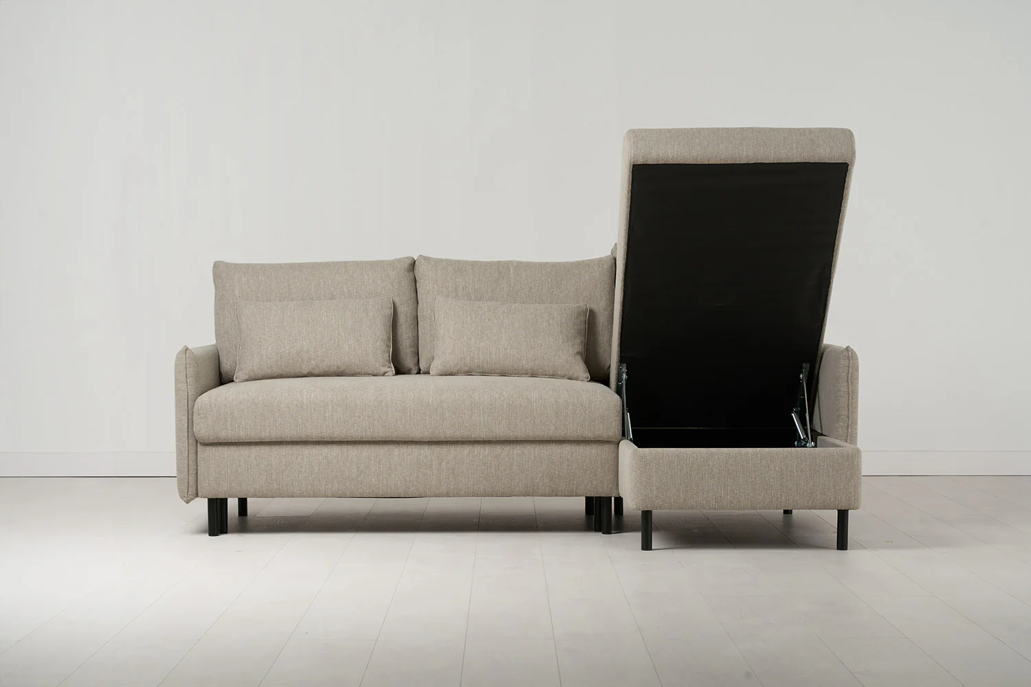 Model 12 Sofa Bed with Storage 3 Seater Right Chaise, Pumice - Image 8
