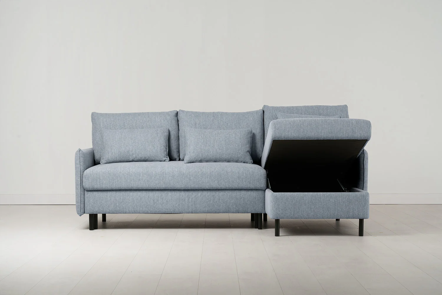 Model 12 Sofa Bed with Storage 3 Seater Right Chaise, Seaglass - Image 5
