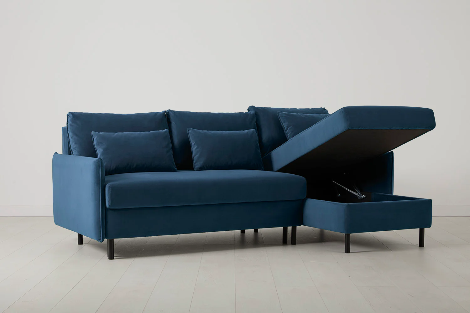 Model 12 Sofa Bed with Storage 3 Seater Right Chaise, Teal - Image 11