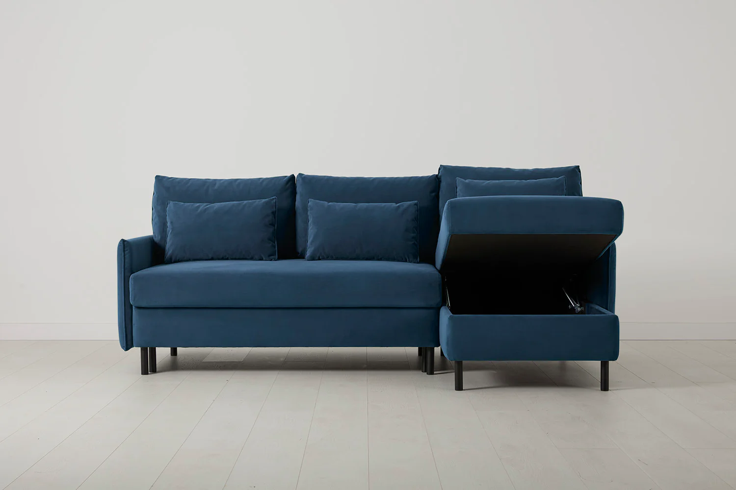 Model 12 Sofa Bed with Storage 3 Seater Right Chaise, Teal - Image 4