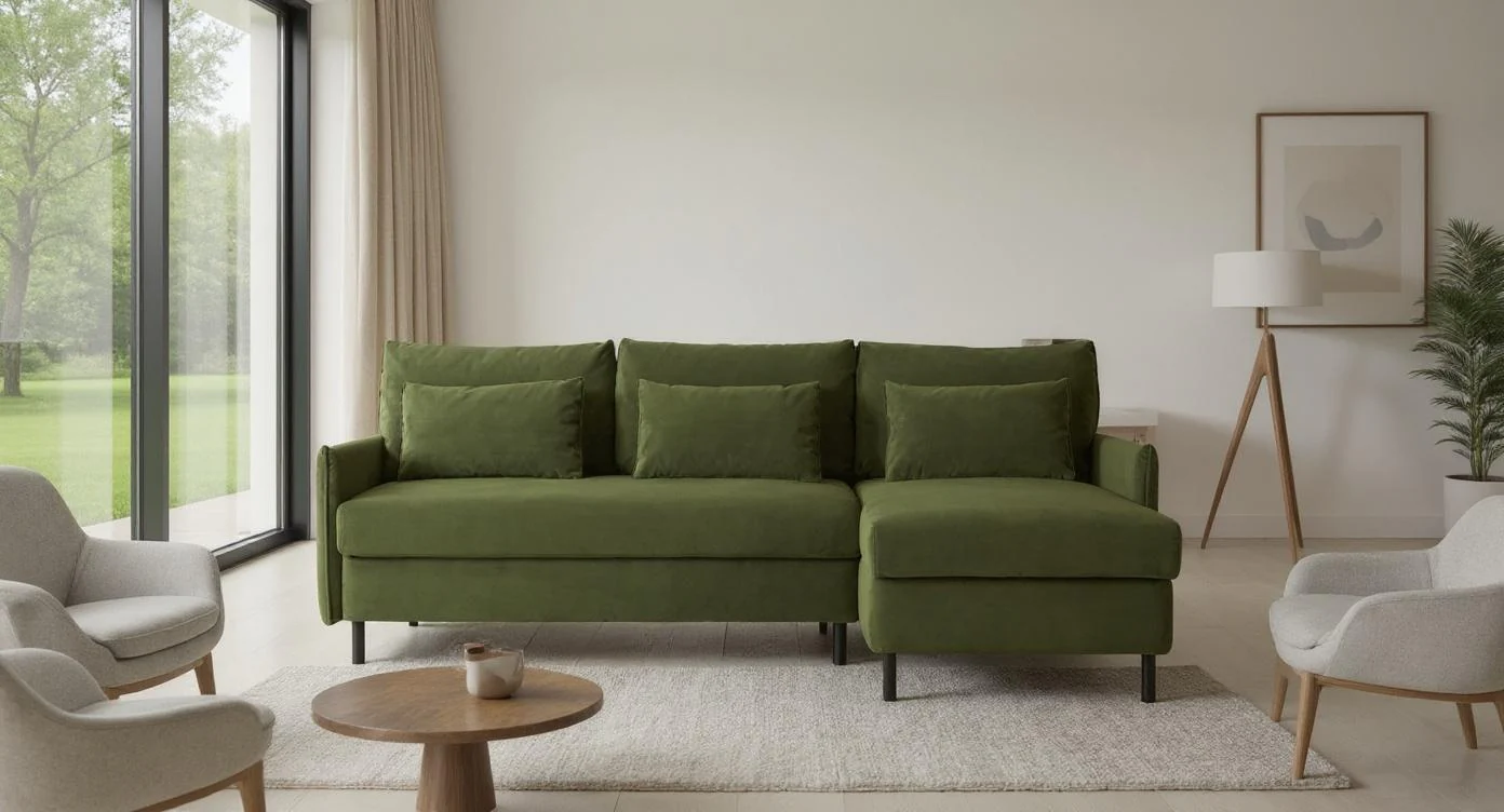 Model 12 Sofa Bed with Storage 3 Seater Right Chaise, Vine - Image 2