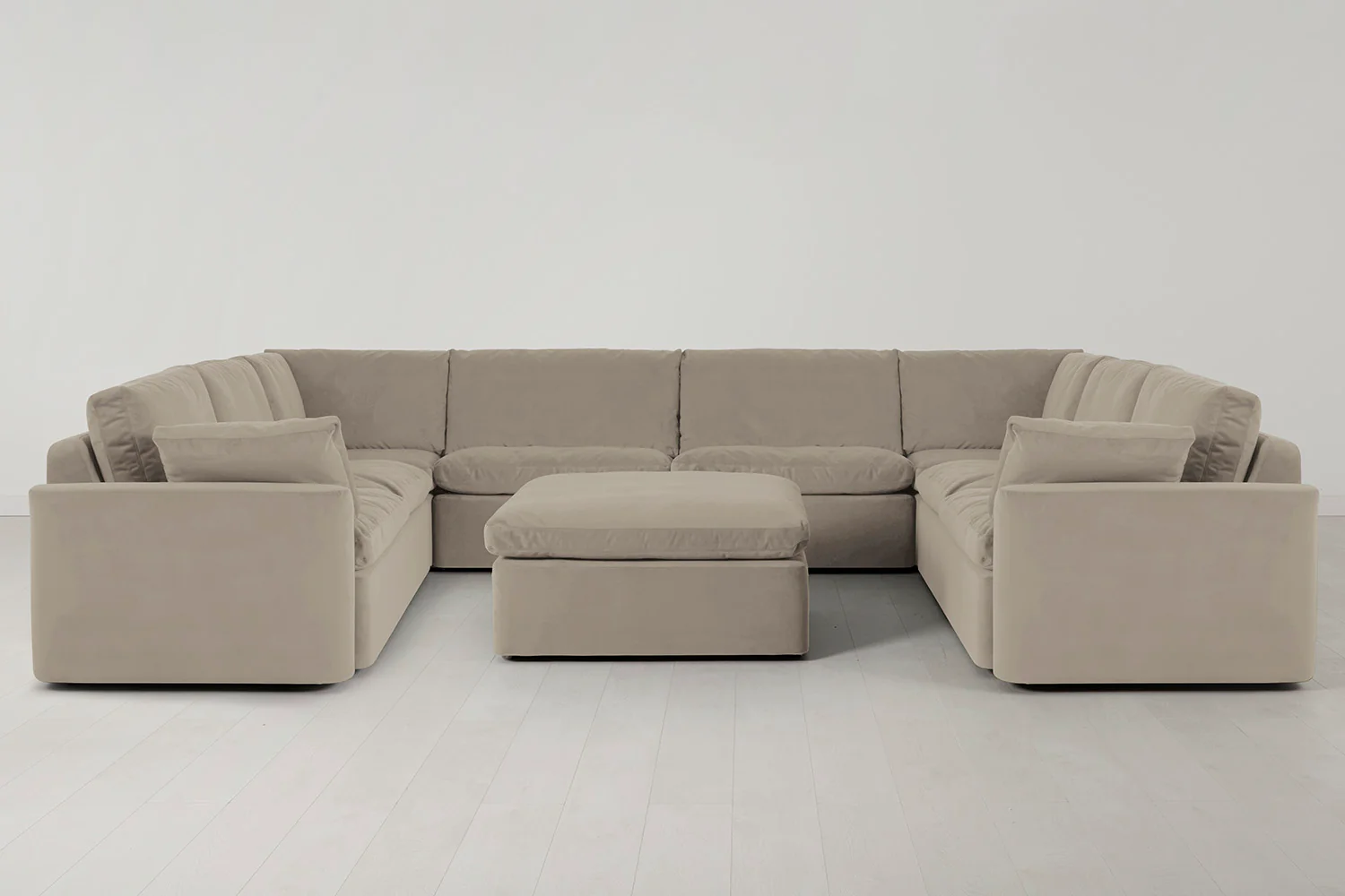 Model 13 U Shaped Sofa with Ottoman, Bone