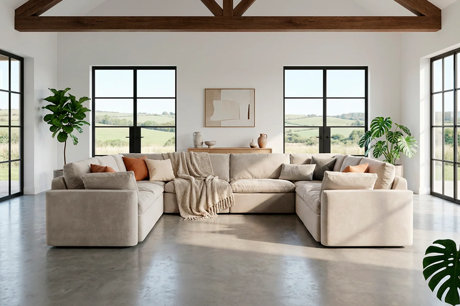 Model 13 U Shaped Sofa, Chalk - Image 2