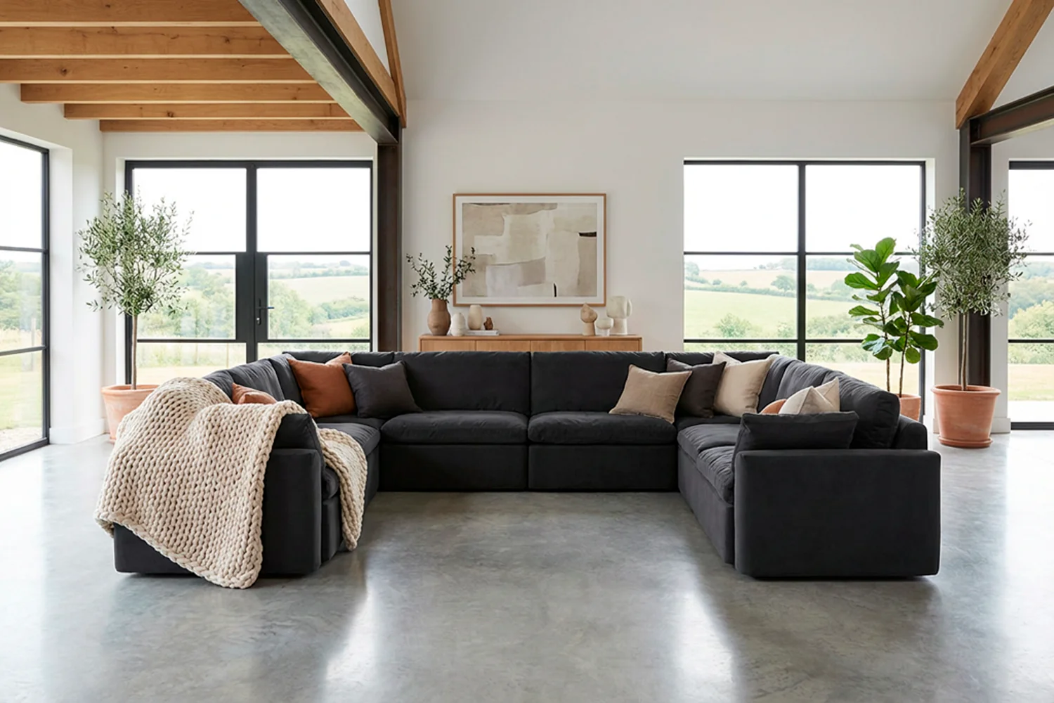 Model 13 U Shaped Sofa, Charcoal - Image 2