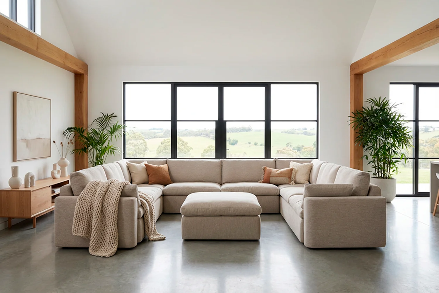 Model 13 U Shaped Sofa, Pumice - Image 2