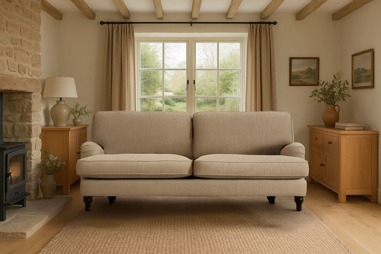 Model 15 3 Seater Sofa, Pumice - Image 2